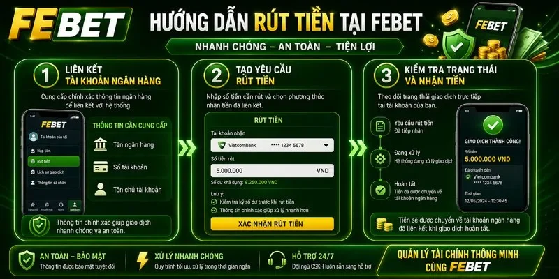 Hướng dẫn rút tiền tại Febet